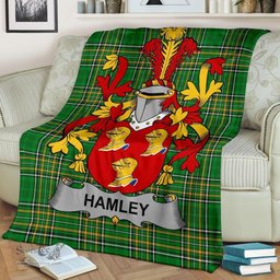 Scottish Hamley Coat of Arms Family Crest Ireland Blanket Irish National Tartan Irish County Blanket