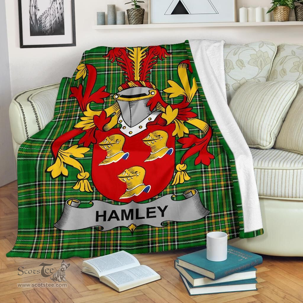 Scottish Hamley Coat of Arms Family Crest Ireland Blanket Irish National Tartan Irish County Blanket
