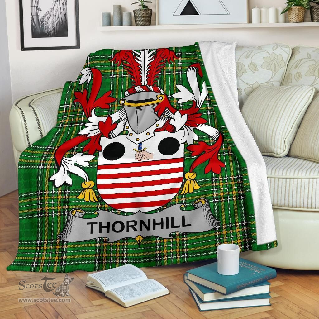 Scottish Thornhill Coat of Arms Family Crest Ireland Blanket Irish National Tartan Irish County Blanket