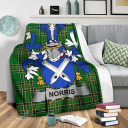 Scottish Norris Coat of Arms Family Crest Ireland Blanket Irish National Tartan Irish County Blanket