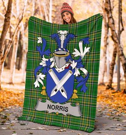 Scottish Norris Coat of Arms Family Crest Ireland Blanket Irish National Tartan Irish County Blanket