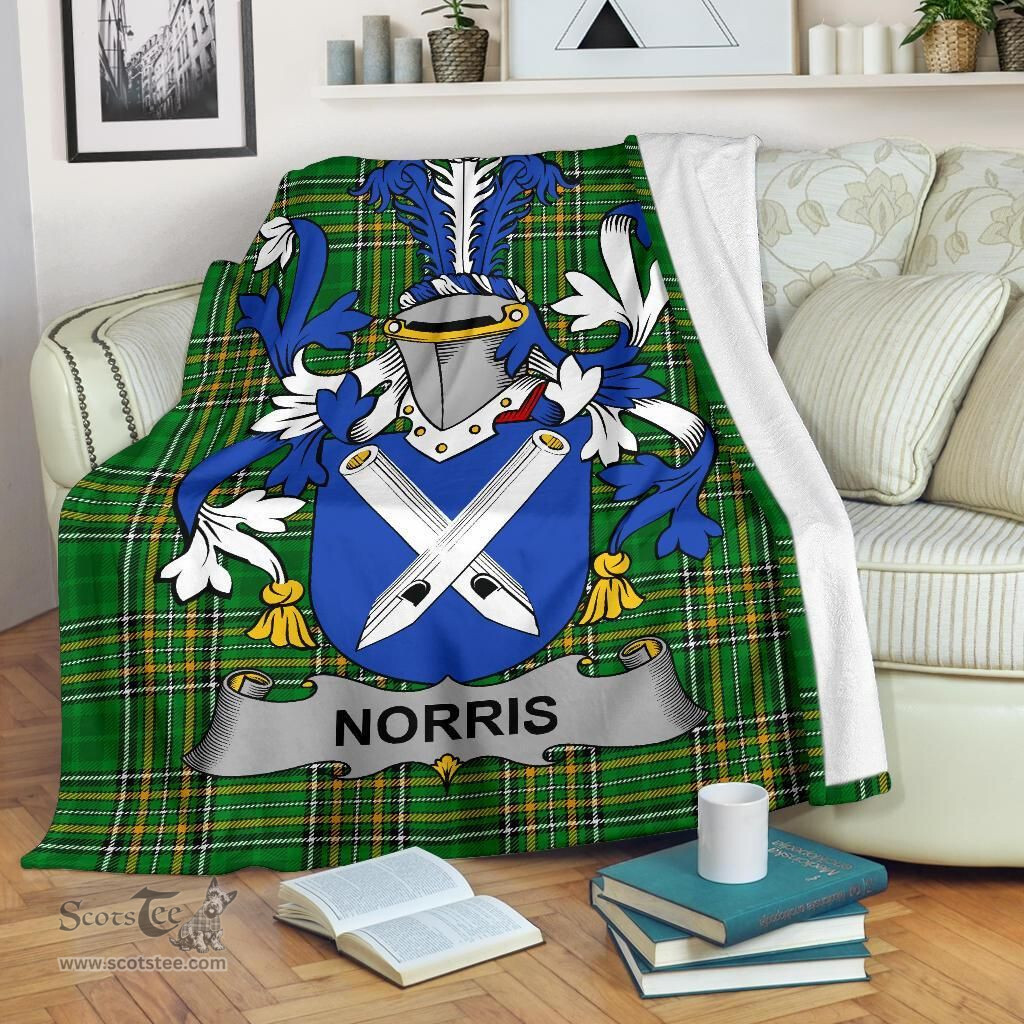 Scottish Norris Coat of Arms Family Crest Ireland Blanket Irish National Tartan Irish County Blanket