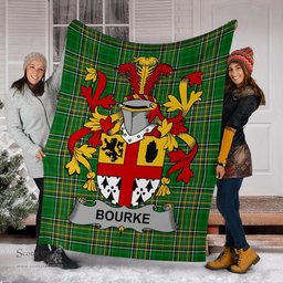 Scottish Bourke Coat of Arms Family Crest Ireland Blanket Irish National Tartan Irish County Blanket