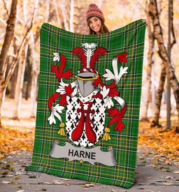 Scottish Harne Coat of Arms Family Crest Ireland Blanket Irish National Tartan Irish County Blanket