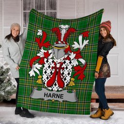 Scottish Harne Coat of Arms Family Crest Ireland Blanket Irish National Tartan Irish County Blanket