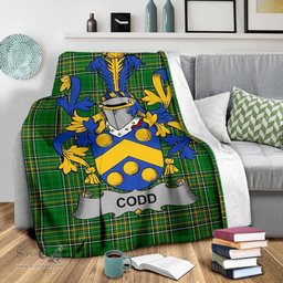 Scottish Codd Coat of Arms Family Crest Ireland Blanket Irish National Tartan Irish County Blanket