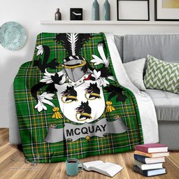 Scottish McQuay or MacQuay Coat of Arms Family Crest Ireland Blanket Irish National Tartan Irish County Blanket