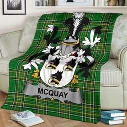Scottish McQuay or MacQuay Coat of Arms Family Crest Ireland Blanket Irish National Tartan Irish County Blanket