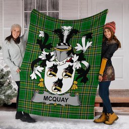 Scottish McQuay or MacQuay Coat of Arms Family Crest Ireland Blanket Irish National Tartan Irish County Blanket