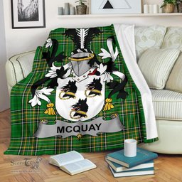 Scottish McQuay or MacQuay Coat of Arms Family Crest Ireland Blanket Irish National Tartan Irish County Blanket