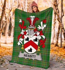 Scottish Nesbitt Coat of Arms Family Crest Ireland Blanket Irish National Tartan Irish County Blanket