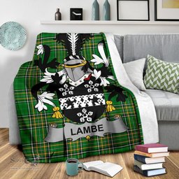 Scottish Lambe Coat of Arms Family Crest Ireland Blanket Irish National Tartan Irish County Blanket