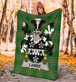 Scottish Lambe Coat of Arms Family Crest Ireland Blanket Irish National Tartan Irish County Blanket