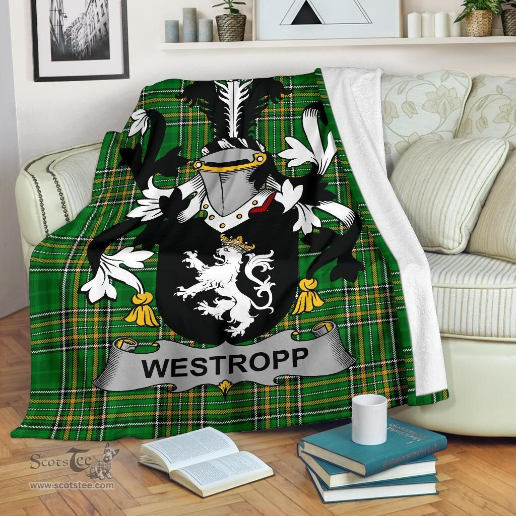 Scottish Westropp Coat of Arms Family Crest Ireland Blanket Irish National Tartan Irish County Blanket