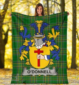 Scottish Donnell or O'Donnell Coat of Arms Family Crest Ireland Blanket Irish National Tartan Irish County Blanket