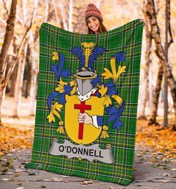 Scottish Donnell or O'Donnell Coat of Arms Family Crest Ireland Blanket Irish National Tartan Irish County Blanket