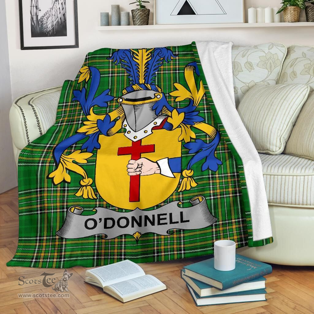 Scottish Donnell or O'Donnell Coat of Arms Family Crest Ireland Blanket Irish National Tartan Irish County Blanket