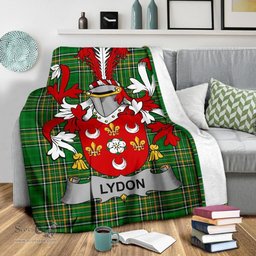 Scottish Lydon or Leyden Coat of Arms Family Crest Ireland Blanket Irish National Tartan Irish County Blanket