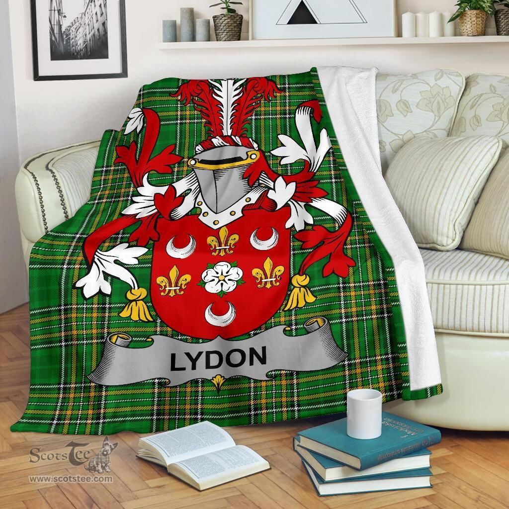 Scottish Lydon or Leyden Coat of Arms Family Crest Ireland Blanket Irish National Tartan Irish County Blanket