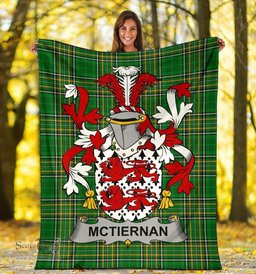Scottish McTiernan or Kiernan Coat of Arms Family Crest Ireland Blanket Irish National Tartan Irish County Blanket