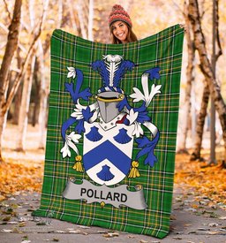 Scottish Pollard Coat of Arms Family Crest Ireland Blanket Irish National Tartan Irish County Blanket