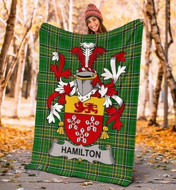 Scottish Hamilton Coat of Arms Family Crest Ireland Blanket Irish National Tartan Irish County Blanket