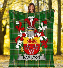 Scottish Hamilton Coat of Arms Family Crest Ireland Blanket Irish National Tartan Irish County Blanket