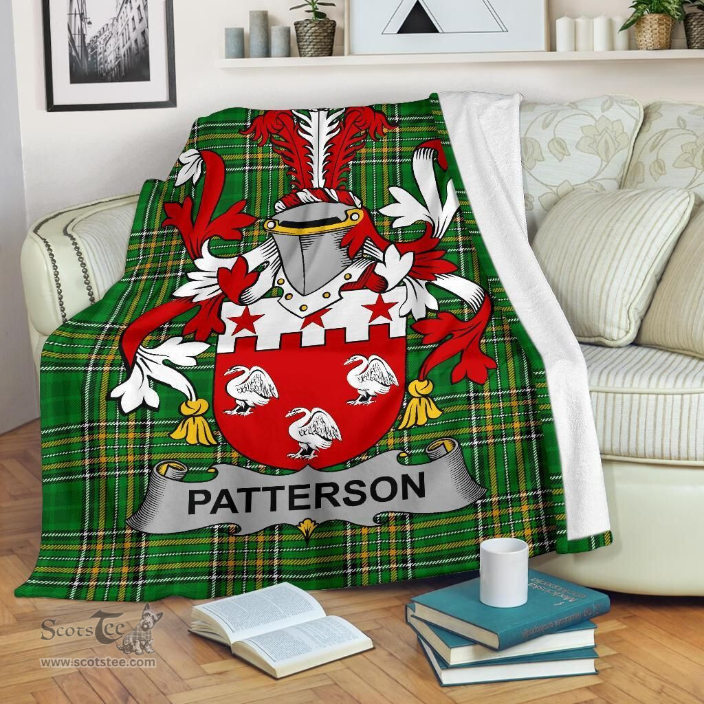 Scottish Patterson Coat of Arms Family Crest Ireland Blanket Irish National Tartan Irish County Blanket