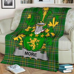 Scottish More or O'More Coat of Arms Family Crest Ireland Blanket Irish National Tartan Irish County Blanket