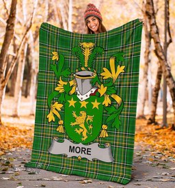 Scottish More or O'More Coat of Arms Family Crest Ireland Blanket Irish National Tartan Irish County Blanket