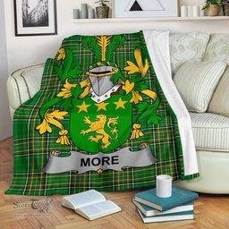 Scottish More or O'More Coat of Arms Family Crest Ireland Blanket Irish National Tartan Irish County Blanket