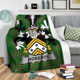Scottish Roberts Coat of Arms Family Crest Ireland Blanket Irish National Tartan Irish County Blanket