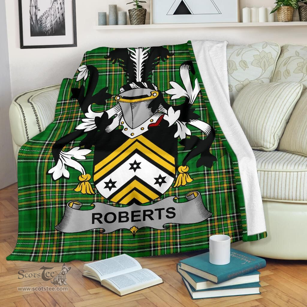 Scottish Roberts Coat of Arms Family Crest Ireland Blanket Irish National Tartan Irish County Blanket