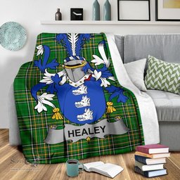 Scottish Healey or O'Healey Coat of Arms Family Crest Ireland Blanket Irish National Tartan Irish County Blanket