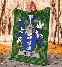 Scottish Healey or O'Healey Coat of Arms Family Crest Ireland Blanket Irish National Tartan Irish County Blanket