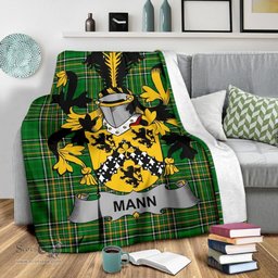 Scottish Mann Coat of Arms Family Crest Ireland Blanket Irish National Tartan Irish County Blanket