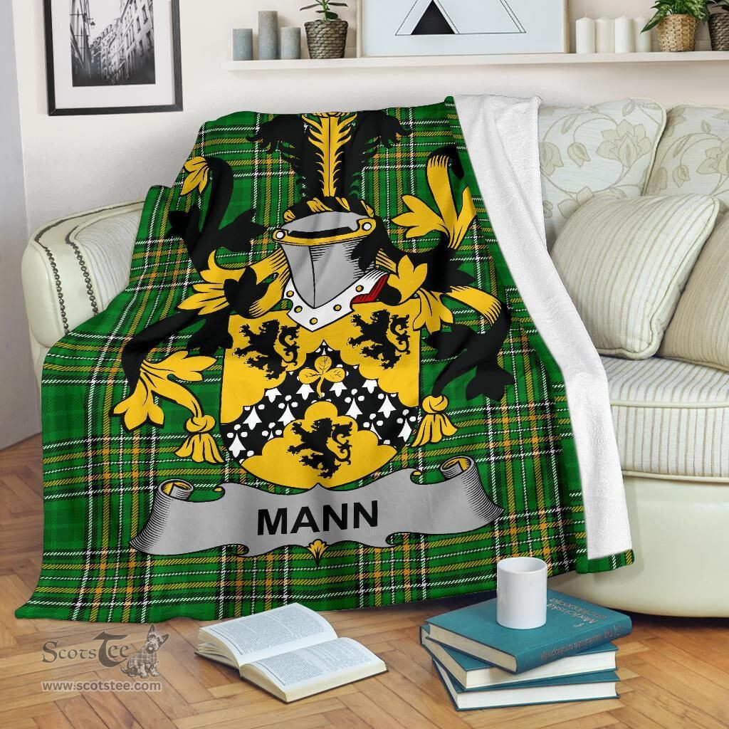 Scottish Mann Coat of Arms Family Crest Ireland Blanket Irish National Tartan Irish County Blanket
