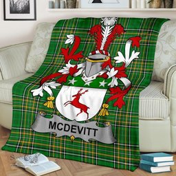 Scottish McDevitt Coat of Arms Family Crest Ireland Blanket Irish National Tartan Irish County Blanket