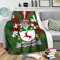 Scottish McDevitt Coat of Arms Family Crest Ireland Blanket Irish National Tartan Irish County Blanket