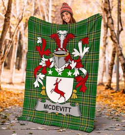 Scottish McDevitt Coat of Arms Family Crest Ireland Blanket Irish National Tartan Irish County Blanket