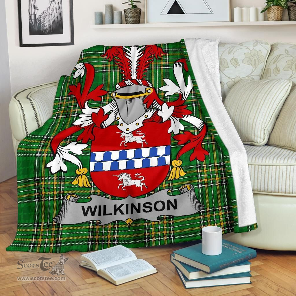 Scottish Wilkinson Coat of Arms Family Crest Ireland Blanket Irish National Tartan Irish County Blanket