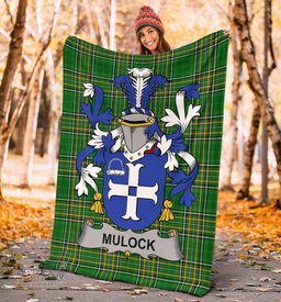 Scottish Mulock or Mullock Coat of Arms Family Crest Ireland Blanket Irish National Tartan Irish County Blanket