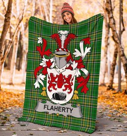 Scottish Flaherty or O'Flaherty Coat of Arms Family Crest Ireland Blanket Irish National Tartan Irish County Blanket