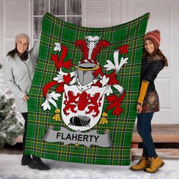 Scottish Flaherty or O'Flaherty Coat of Arms Family Crest Ireland Blanket Irish National Tartan Irish County Blanket