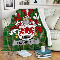 Scottish Flaherty or O'Flaherty Coat of Arms Family Crest Ireland Blanket Irish National Tartan Irish County Blanket