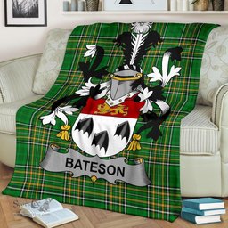Scottish Bateson Coat of Arms Family Crest Ireland Blanket Irish National Tartan Irish County Blanket