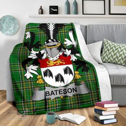 Scottish Bateson Coat of Arms Family Crest Ireland Blanket Irish National Tartan Irish County Blanket