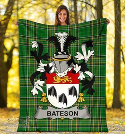 Scottish Bateson Coat of Arms Family Crest Ireland Blanket Irish National Tartan Irish County Blanket