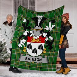 Scottish Bateson Coat of Arms Family Crest Ireland Blanket Irish National Tartan Irish County Blanket