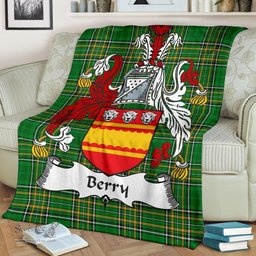 Scottish Berry Coat of Arms Family Crest Ireland Blanket Irish National Tartan Irish County Blanket